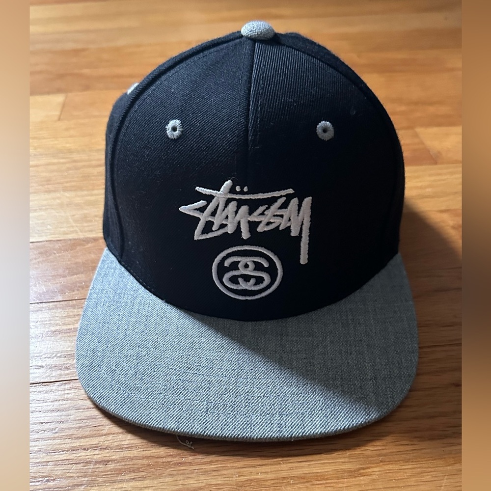 Stussy SS Double S Logo Two Tone Flat Brim Black Snapback